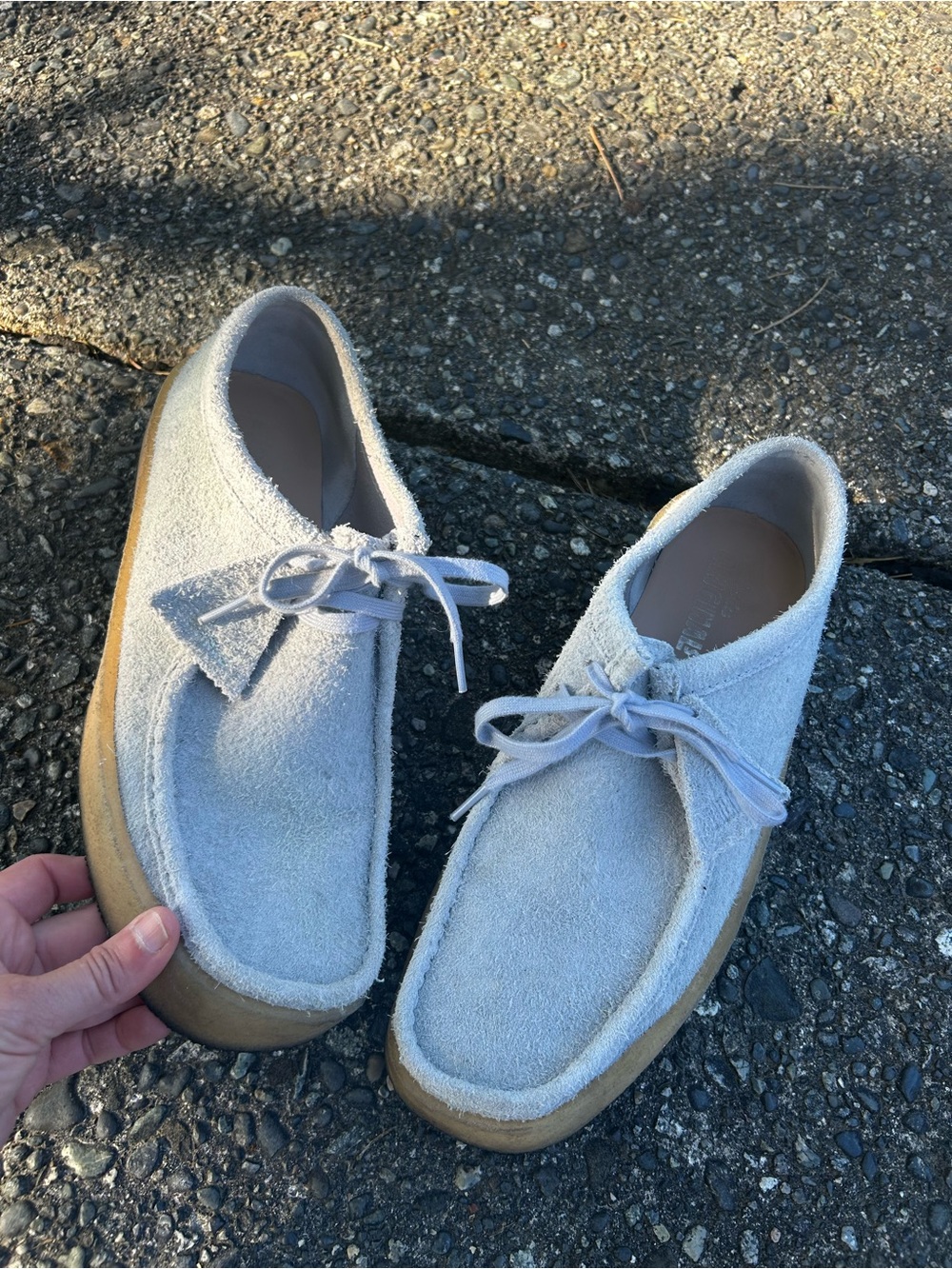 Men's Light Gray Suede Derby Shoes with Crepe Sole